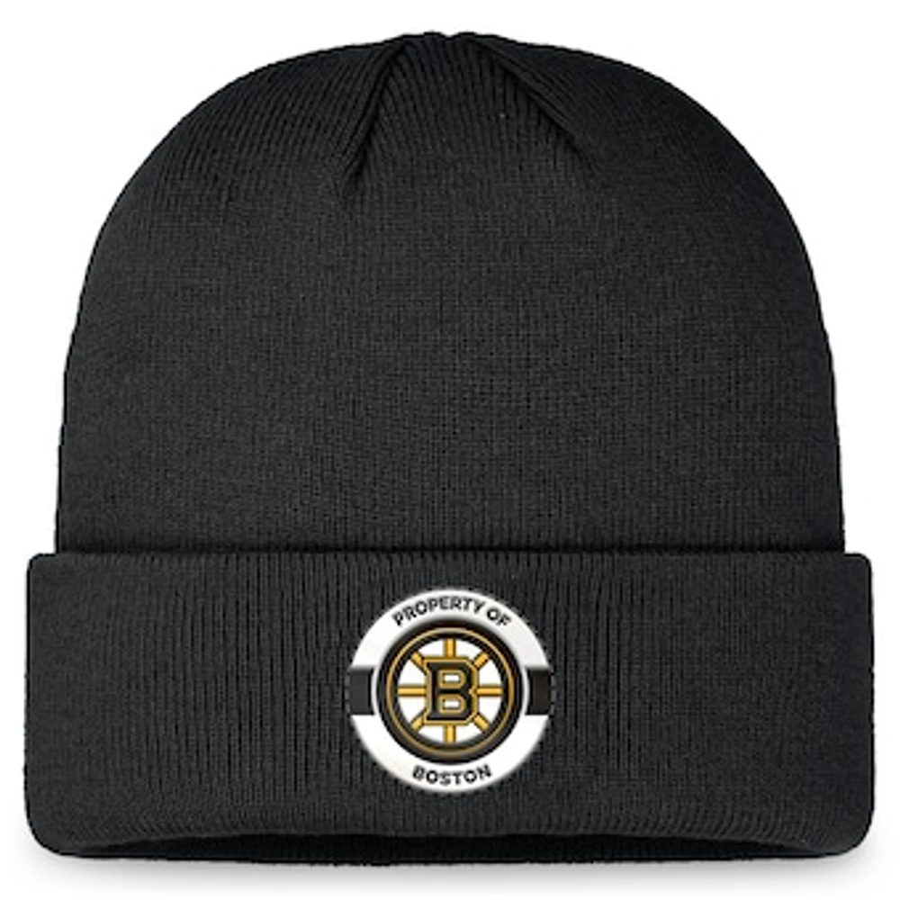 Men's Fanatics Black Boston Bruins Authentic Pro Training Camp Cuffed Knit Hat