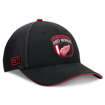 Men's Fanatics Black Detroit Red Wings 2024 NHL Draft On Stage Trucker Adjustable Hat