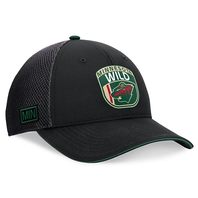 Men's Fanatics Black Minnesota Wild 2024 NHL Draft On Stage Trucker Adjustable Hat