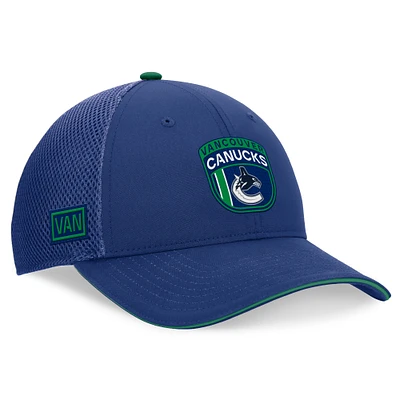 Men's Fanatics Blue Vancouver Canucks 2024 NHL Draft On Stage Trucker Adjustable Hat