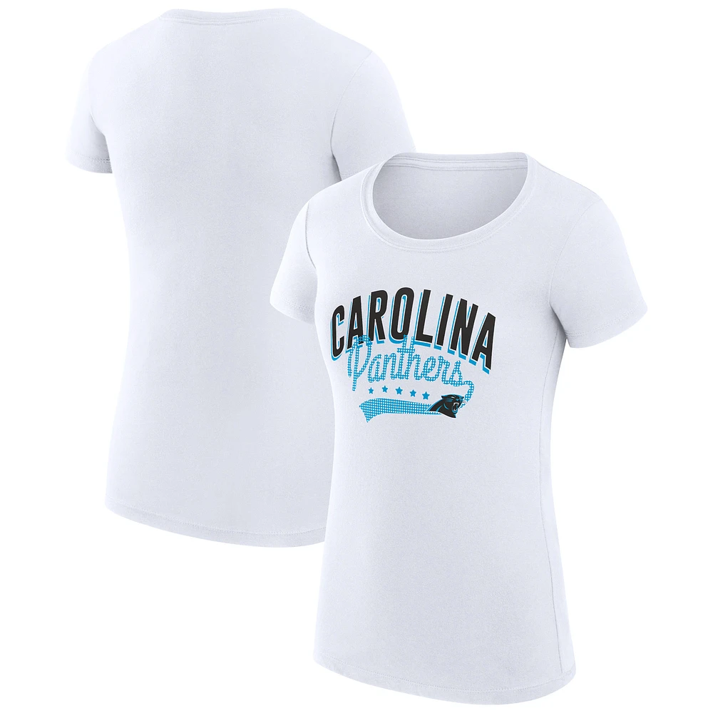 Women's G-III 4Her by Carl Banks White Carolina Panthers Filigree Logo Fitted T-Shirt