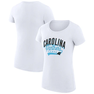 Women's G-III 4Her by Carl Banks White Carolina Panthers Filigree Logo Fitted T-Shirt