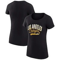 Women's G-III 4Her by Carl Banks Black Los Angeles Chargers Filigree Logo Fitted T-Shirt