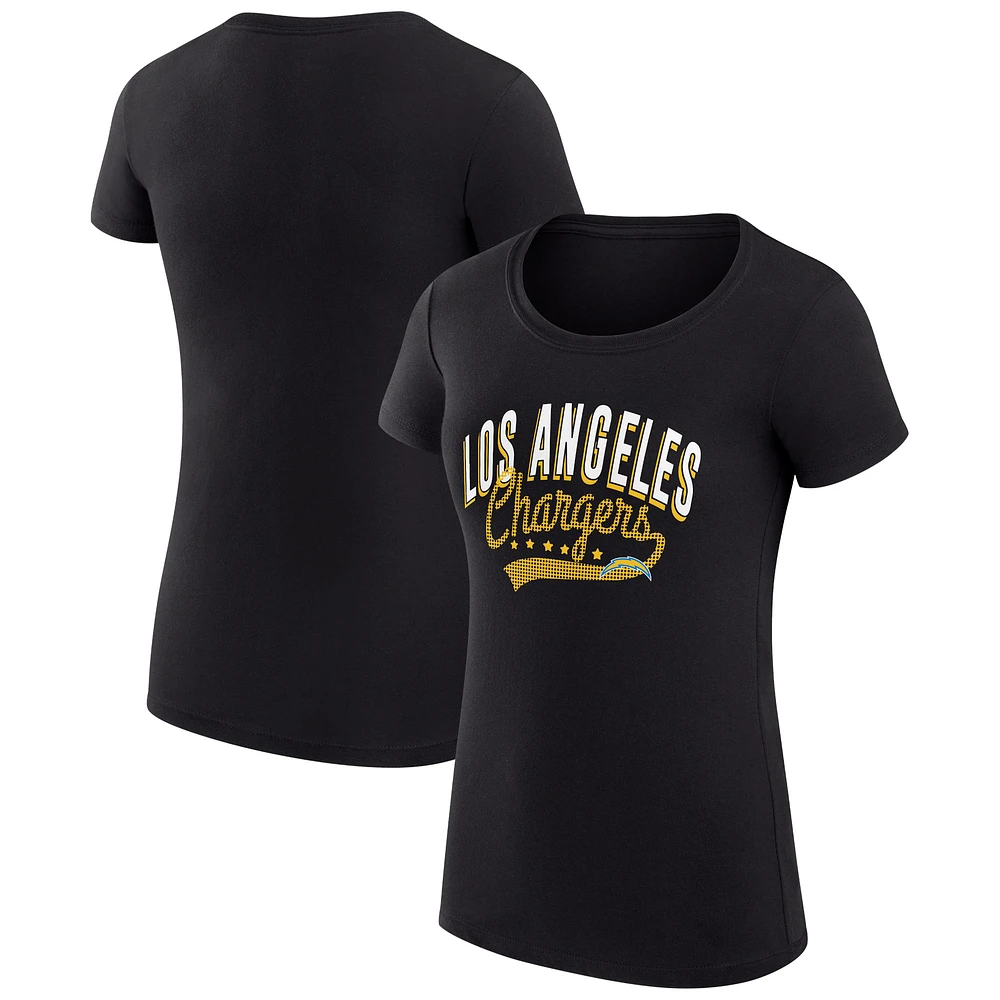 Women's G-III 4Her by Carl Banks Black Los Angeles Chargers Filigree Logo Fitted T-Shirt