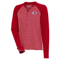 Women's Antigua Red Kansas City Chiefs Maverick Long Sleeve Henley T-Shirt