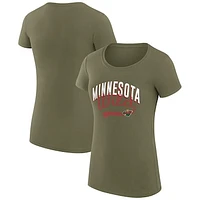 Women's G-III 4Her by Carl Banks Olive Minnesota Wild Filigree Logo Fitted T-Shirt