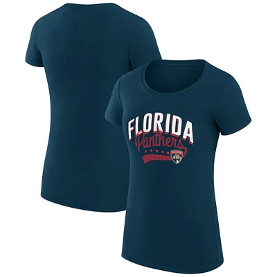 Women's G-III 4Her by Carl Banks Navy Florida Panthers Filigree Logo Fitted T-Shirt