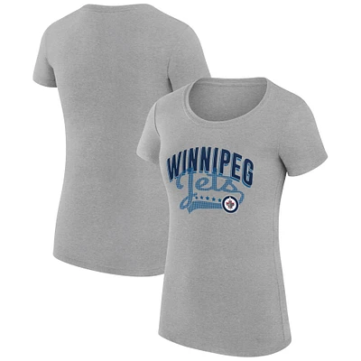 Women's G-III 4Her by Carl Banks Gray Winnipeg Jets Filigree Logo Fitted T-Shirt