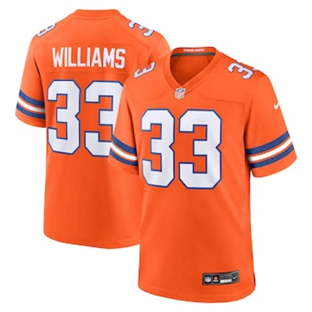 Men's Nike Javonte Williams Orange Denver Broncos Mile High Collection 1977 Throwback Player Game Jersey