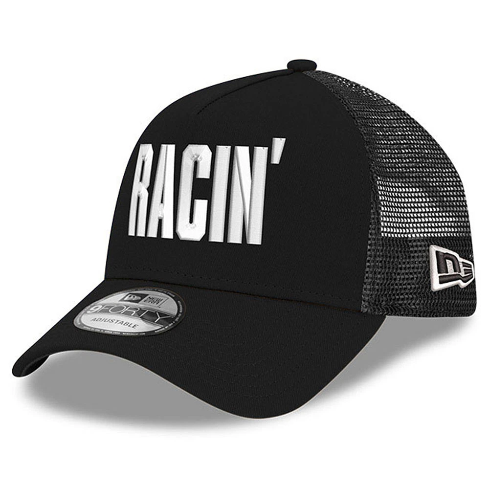 Men's New Era  Black NASCAR Racin' 9FORTY A-Frame Trucker Adjustable Hat