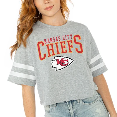 Women's Gameday Couture  Gray Kansas City Chiefs Gridiron Glam Cropped T-Shirt