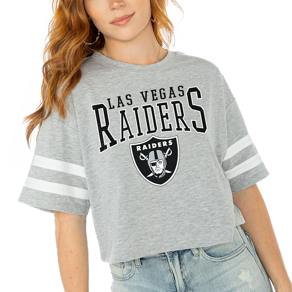 Women's Gameday Couture Gray Las Vegas Raiders Gridiron Glam Cropped T-Shirt