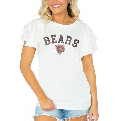 Women's Gameday Couture  White Chicago Bears Valkyrie Ruffle Sleeve Lightweight Top