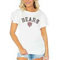 Women's Gameday Couture  White Chicago Bears Valkyrie Ruffle Sleeve Lightweight Top