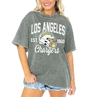 Women's Gameday Couture  Gray Los Angeles Chargers Tackle Titan Boyfriend Washed T-Shirt