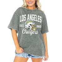 Women's Gameday Couture  Gray Los Angeles Chargers Tackle Titan Boyfriend Washed T-Shirt