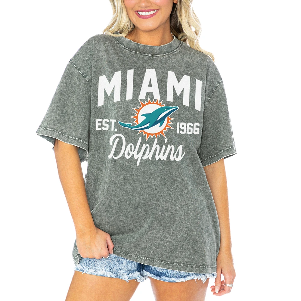 Women's Gameday Couture  Gray Miami Dolphins Tackle Titan Boyfriend Washed T-Shirt