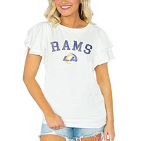 Women's Gameday Couture  White Los Angeles Rams Valkyrie Ruffle Sleeve Lightweight Top