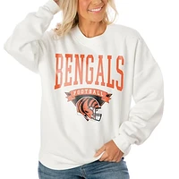 Women's Gameday Couture White Cincinnati Bengals Oversized Line Pullover Sweatshirt