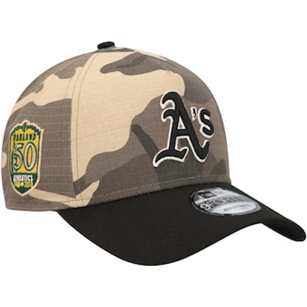 Men's New Era Oakland Athletics Camo Crown A-Frame 9FORTY Adjustable Hat