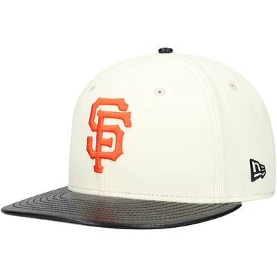 Men's New Era Cream San Francisco Giants Game Night Leather Visor 59FIFTY Fitted Hat