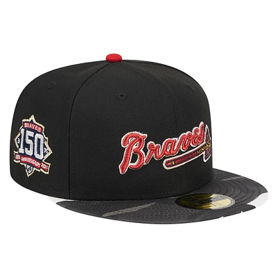 Men's New Era Black Atlanta Braves Metallic Camo 59FIFTY Fitted Hat