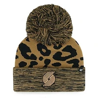 Women's '47 Leopard Portland Trail Blazers Rosette Cuffed Knit Hat with Pom