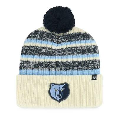 Men's '47 Cream Memphis Grizzlies Tavern Cuffed Knit Hat with Pom