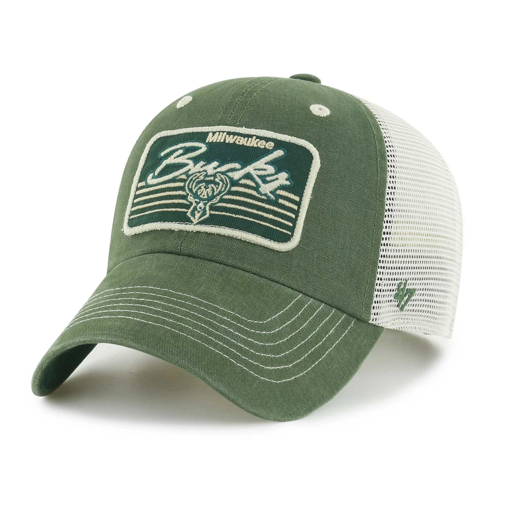 Men's '47 Hunter Green Milwaukee Bucks Five Point Patch Clean Up Adjustable Hat