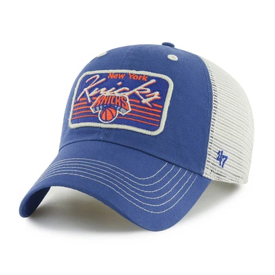 Men's '47 Blue New York Knicks Five Point Patch Clean Up Adjustable Hat