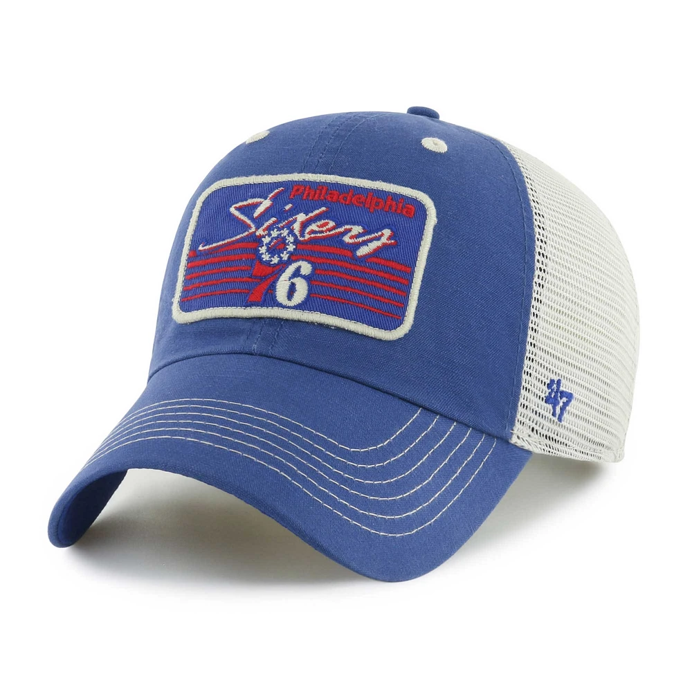 Men's '47 Royal Philadelphia 76ers Five Point Patch Clean Up Adjustable Hat