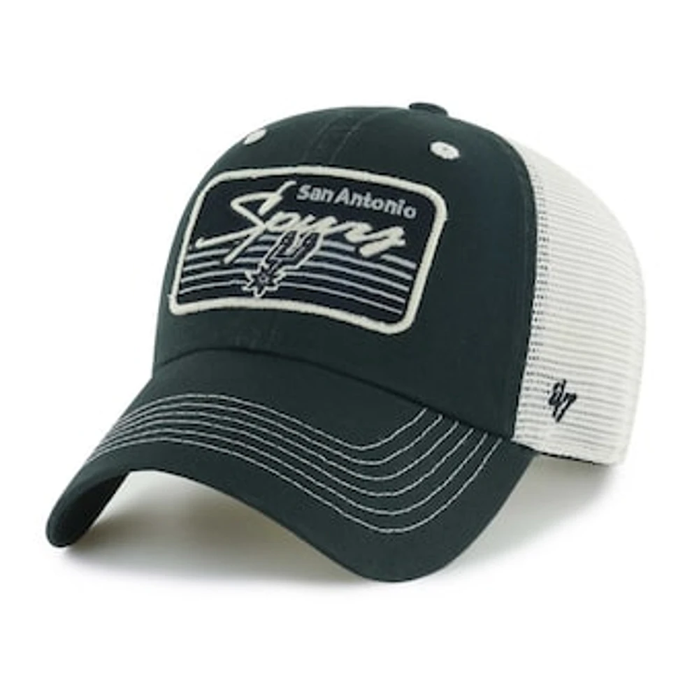 Men's '47 Black San Antonio Spurs Five Point Patch Clean Up Adjustable Hat