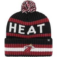 Men's '47 Black Miami Heat Bering Cuffed Knit Hat with Pom