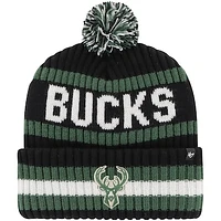 Men's '47 Black Milwaukee Bucks Bering Cuffed Knit Hat with Pom