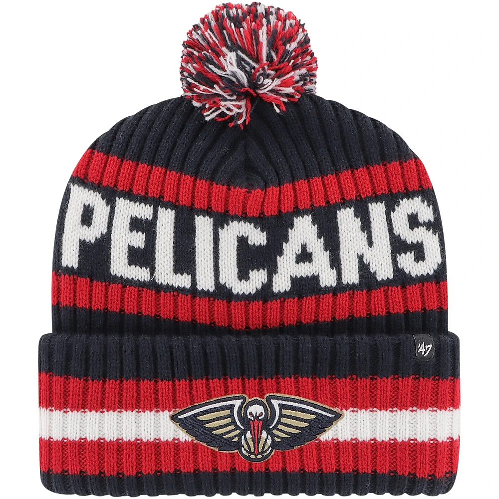 Men's '47 Navy New Orleans Pelicans Bering Cuffed Knit Hat with Pom