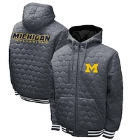 Men's Franchise Club Gray Michigan Wolverines Honeycomb Fleece Full-Zip Hoodie Jacket
