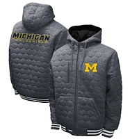 Men's Franchise Club Gray Michigan Wolverines Honeycomb Fleece Full-Zip Hoodie Jacket