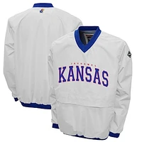 Men's Franchise Club White Kansas Jayhawks Windshell FC Member V-Neck Pullover Jacket