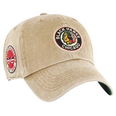 Men's '47 Khaki Chicago Blackhawks  Earldor Clean Up Adjustable Hat