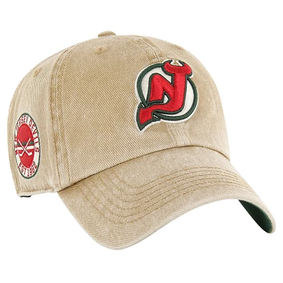 Men's '47 Khaki New Jersey Devils  Earldor Clean Up Adjustable Hat