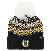 Women's '47 Black Boston Bruins Elsa Cuffed Knit Hat with Pom