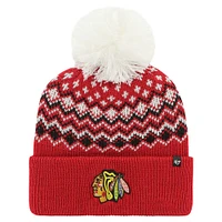 Women's '47 Red Chicago Blackhawks Elsa Cuffed Knit Hat with Pom