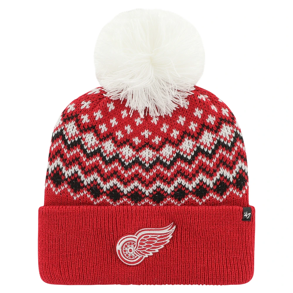 Women's '47 Red Detroit Red Wings Elsa Cuffed Knit Hat with Pom