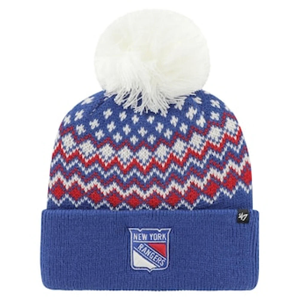 Women's '47 Blue New York Rangers Elsa Cuffed Knit Hat with Pom