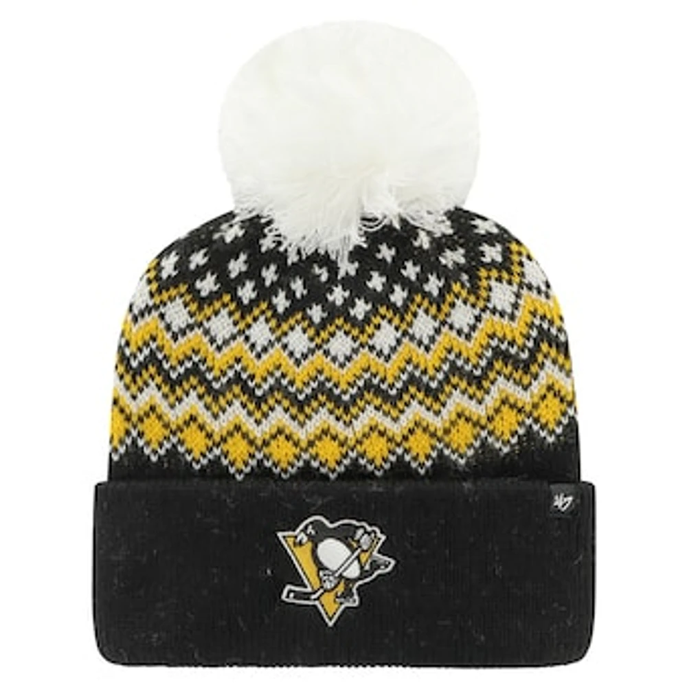 Women's '47 Black Pittsburgh Penguins Elsa Cuffed Knit Hat with Pom