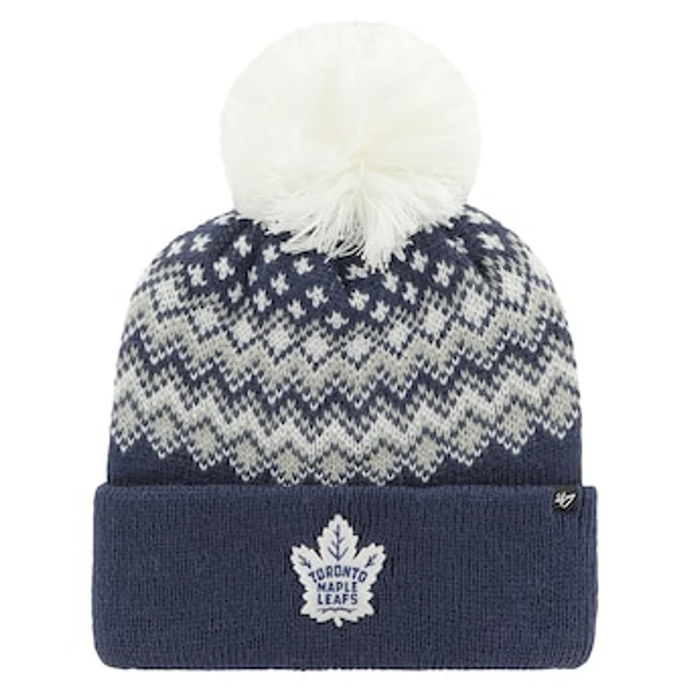 Women's '47 Blue Toronto Maple Leafs Elsa Cuffed Knit Hat with Pom