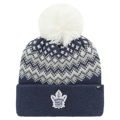 Women's '47 Blue Toronto Maple Leafs Elsa Cuffed Knit Hat with Pom