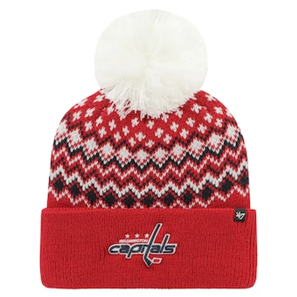 Women's '47 Red Washington Capitals Elsa Cuffed Knit Hat with Pom