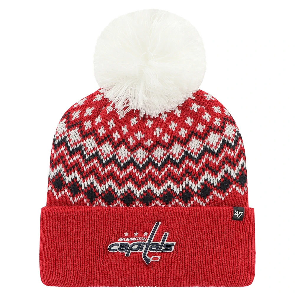 Women's '47 Red Washington Capitals Elsa Cuffed Knit Hat with Pom