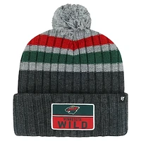 Men's '47 Gray Minnesota Wild Stack Patch Cuffed Knit Hat with Pom